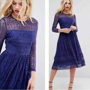 ASOS Premium LACE Blue MIDI DRESS
